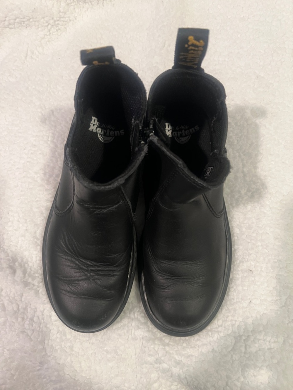 Dr. Martens little girls Black Leather Chelsea Slip-On Boots